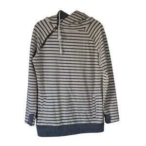 Women's XL Cream and Greed Striped Double Hood Hoodie